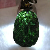 Green Nephrite Carved Dragon Phoenix Keychain Necklace Set