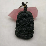 Chinese Green Nephrite Lucky Dragon Keychain Necklace Set