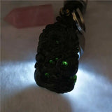 Chinese Green Nephrite Lucky Dragon Keychain Necklace Set
