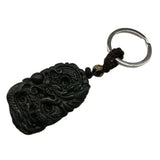 Chinese Green Nephrite Lucky Dragon Keychain Necklace Set