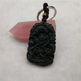 Chinese Green Nephrite Lucky Dragon Keychain Necklace Set