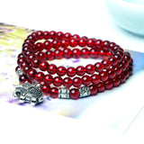 Crystal Bracelet with Garnet Auspicious Silver Inlay Jade Jewelry