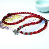 Crystal Bracelet with Garnet Auspicious Silver Inlay Jade Jewelry