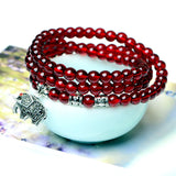 Crystal Bracelet with Garnet Auspicious Silver Inlay Jade Jewelry
