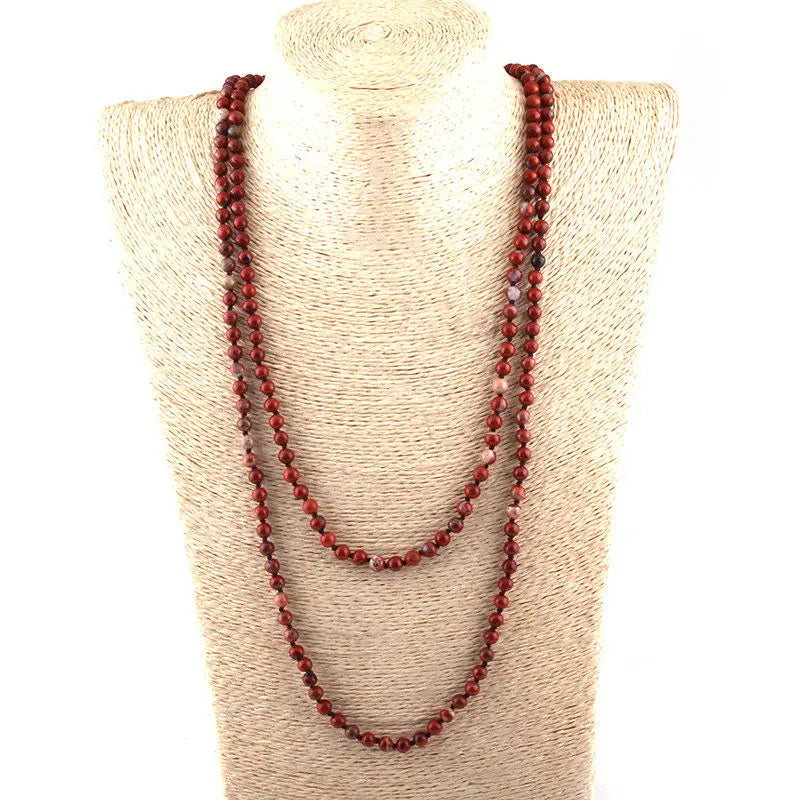 6mm Semi Precious Stone Beads Necklace 150cm Long
