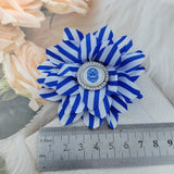 Sorority Flower Shape Silk Ribbon Rhinestone Brooch