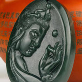 Hand Carved XinJiang HeTian Nephrite Jade Guan Yin Buddha Pendant Necklace