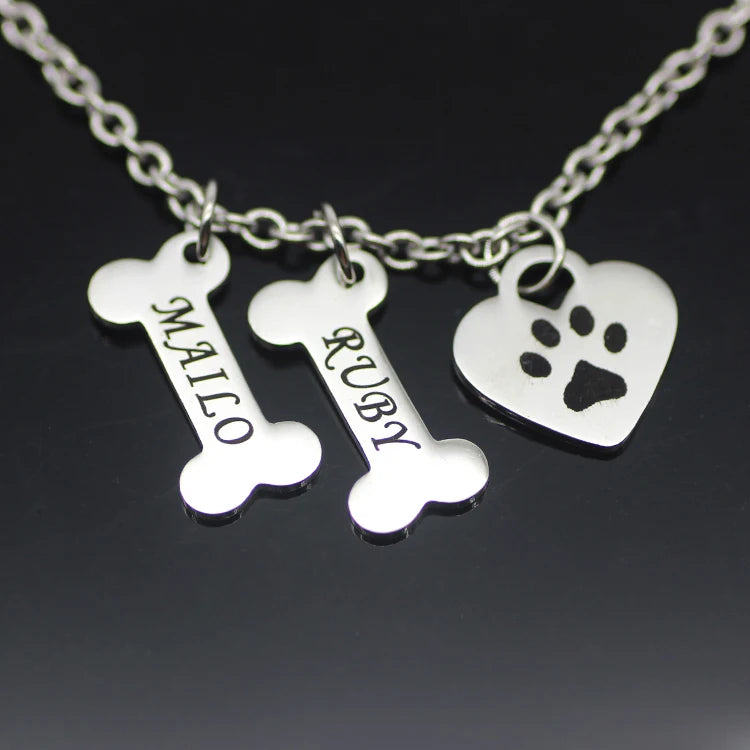 Personalized Drop Heart Pendant Necklace Stainless Steel