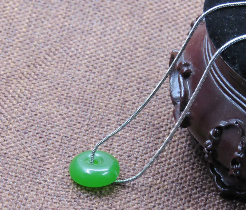 Hetian Jade Beads Pendant Necklace Lucky Amulet Couple Jewelry