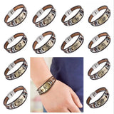 Zodiac Signs Bracelet Stainless Steel Clasps Leather Men Jewelry