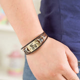 Zodiac Signs Bracelet Stainless Steel Clasps Leather Men Jewelry