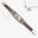 Zodiac Signs Bracelet Stainless Steel Clasps Leather Men Jewelry