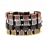 Men's CZ Pave Square Beaded Bracelet