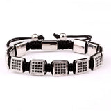 Men's CZ Pave Square Beaded Bracelet