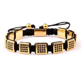 Men's CZ Pave Square Beaded Bracelet