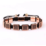 Men's CZ Pave Square Beaded Bracelet