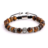 Tiger Eye Beads Macrame Bracelet with Tibetan Silver Charms