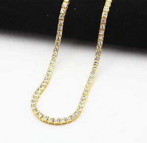 Mens Iced Out Rhinestone Tennis 5mm HipHop Necklace