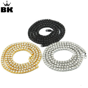 Mens Iced Out Rhinestone Tennis 5mm HipHop Necklace