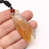 Chalcedony Cicada Pendant Necklace Lucky Amulet Jade Necklace