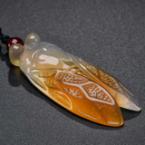 Chalcedony Cicada Pendant Necklace Lucky Amulet Jade Necklace