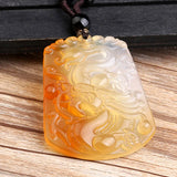 Chalcedony Dragon Pendant Necklace Lucky Amulet Men Women Gift