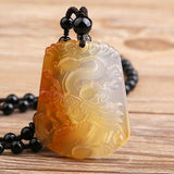 Chalcedony Dragon Pendant Necklace Lucky Amulet Men Women Gift