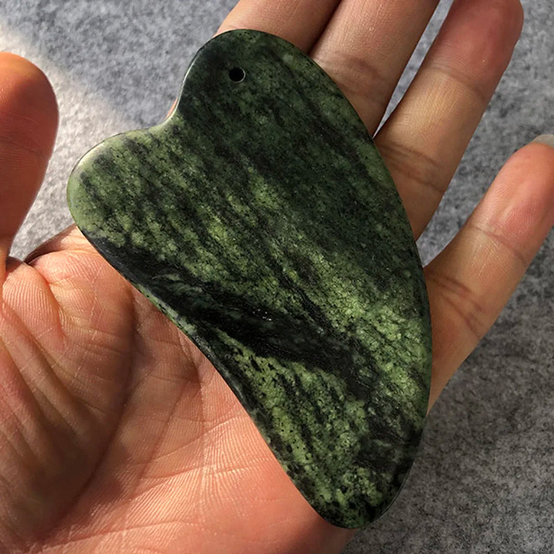 Natural Chinese Tibetan Jade Gua sha Scraping Massage Scraper
