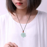 Myanmar Jadeite Rose Pendant Necklace Amulet Jade Jewelry