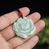 Myanmar Jadeite Rose Pendant Necklace Amulet Jade Jewelry