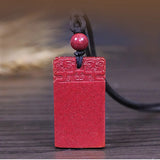 Natural Cinnabar Pendant Necklace for Peace and Safety