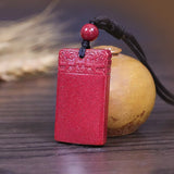Natural Cinnabar Pendant Necklace for Peace and Safety