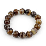 Brown Stripe Agate Bracelet Round Stone Beads Bangle Crystal Jewelry