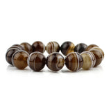 Brown Stripe Agate Bracelet Round Stone Beads Bangle Crystal Jewelry