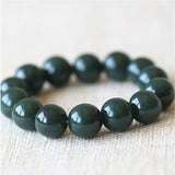 XinJiang HeTian Nephrite Jade Bead Bracelet Fine Jewelry