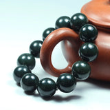 XinJiang HeTian Nephrite Jade Bead Bracelet Fine Jewelry