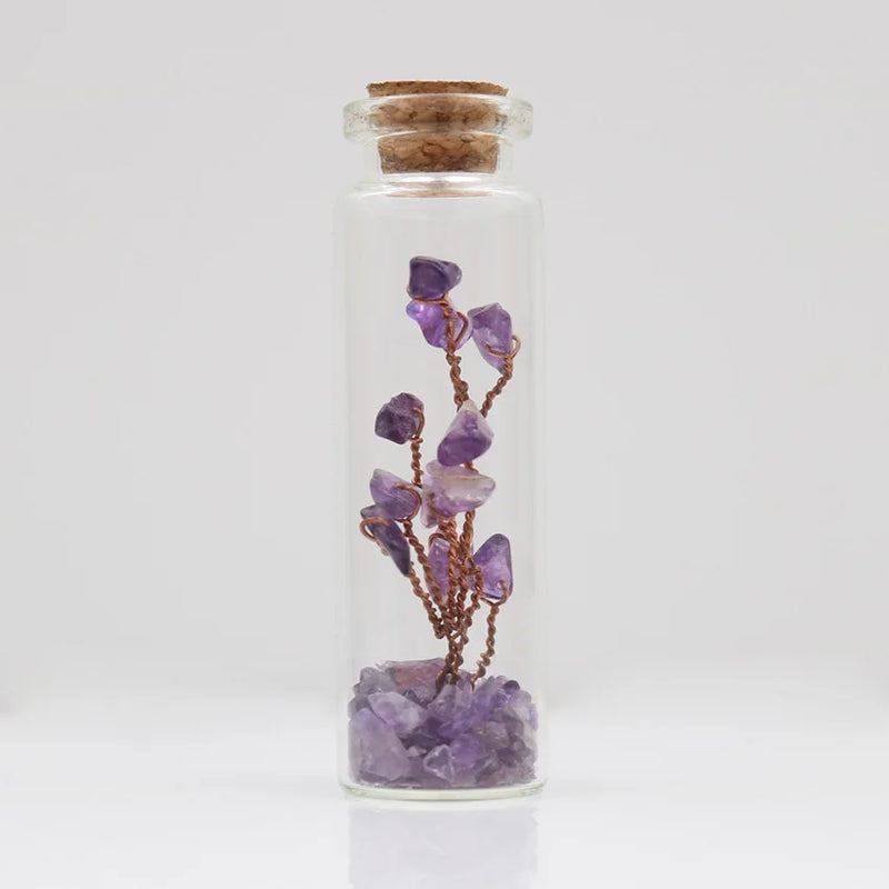 Natural Crystal Agate Stone Wishing Bottle for Tree of Life