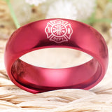 Firefighter Prayer Red Tungsten Ring Gift