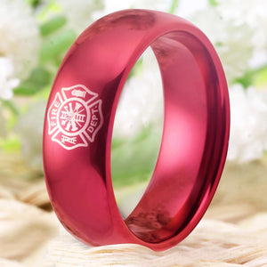 Firefighter Prayer Red Tungsten Ring Gift