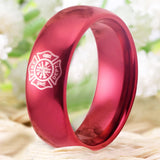 Firefighter Prayer Red Tungsten Ring Gift