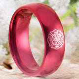 Firefighter Prayer Red Tungsten Ring Gift