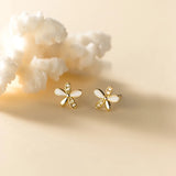 925 Silver Flower Engagement Earrings with Zircon Pave Studs