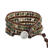 Indian A Gate 4mm Bead Leather Bracelet with Chain