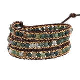 Indian A Gate 4mm Bead Leather Bracelet with Chain