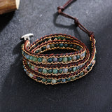 Indian A Gate 4mm Bead Leather Bracelet with Chain