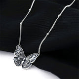Vintage Style Butterfly Choker Necklace 925 Sterling Silver Retro Jewelry