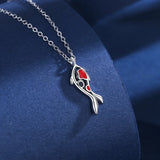 Lucky Fish Koi Pendant Necklace 999 Sterling Silver Rose Golden Enamel Jewelry