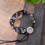 Boho Tube Stone Leather Wrap Bracelet