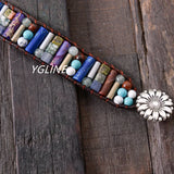 Boho Tube Stone Leather Wrap Bracelet
