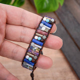 Boho Tube Stone Leather Wrap Bracelet
